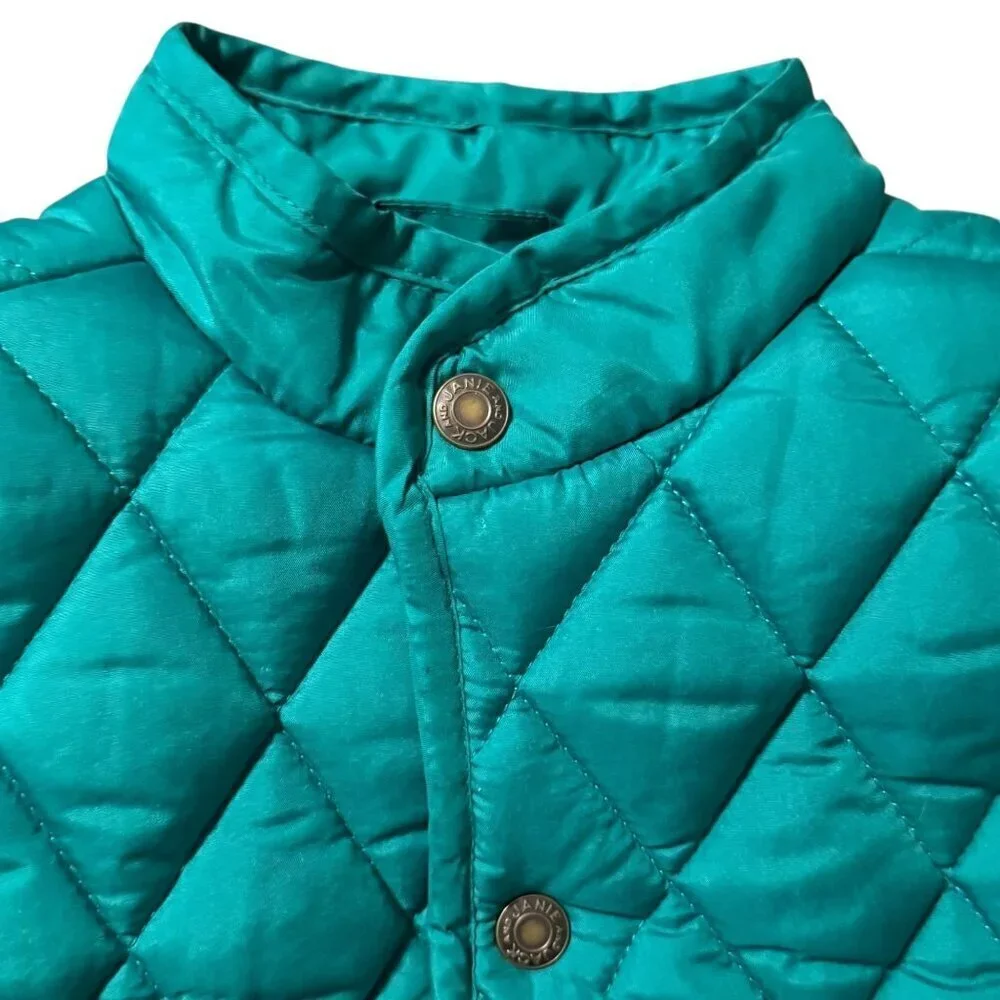 Janie & Jack Quilted Green Sleeveless Puffer Vest Snap Buttons & Pockets 12-18 m